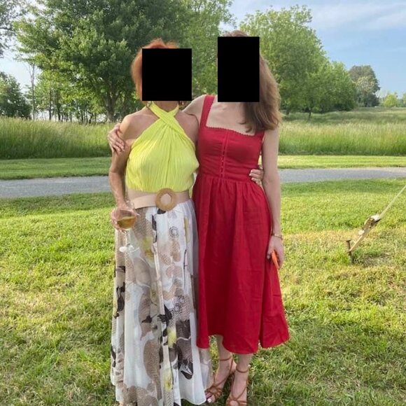 Reformation Tagliatelle Linen Dress - size 4 - Red - Picture 2 of 5